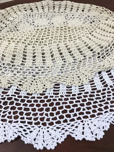 Miniatura 7 de Hetao Mantel redondo de ganchillo 100% algodón hecho a mano tapetes de encaje cubiertas de mesa, beige, 27 pulgadas