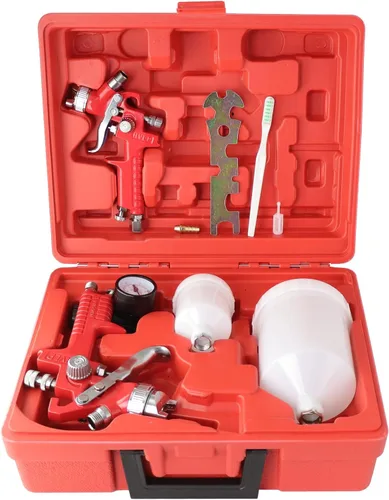 Miniatura 2 de HVLP - Juego de pistola de pulverización por gravedad de aire, 2 piezas, pistola de pintura pulverizadora, 0.031 in, 4.2 fl oz y 0.055 in 20.3 fl