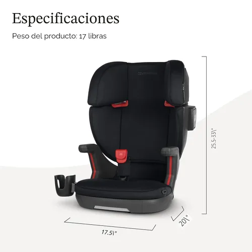 Miniatura 7 de UPPAbaby Alta V2 Asiento elevador de respaldo alto/siete posiciones, reposacabezas de apoyo activo para niños en crecimiento/guía de cinturón Negro