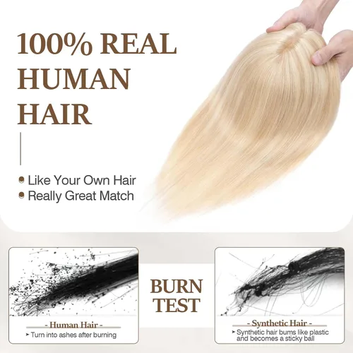 Miniatura 88 de Rich Choices Pelucas con topper de cabello para mujeres, cabello humano real 100% Remy, sin flequillo, para mujeres con adelgazamiento en la parte