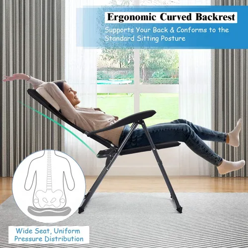 Miniatura 8 de Giantex Juego de 4 sillas de patio, sillas plegables con respaldo ajustable, sillas de exterior para bistró, cubierta, patio trasero, sillón
