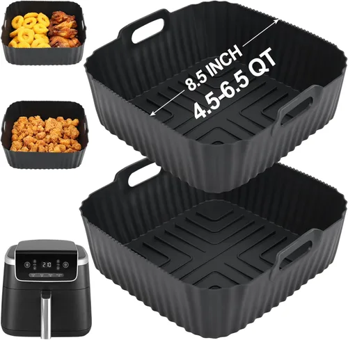 BYKITCHEN Forros de silicona para freidora de aire para Ninja Air Fryer Pro 5 QT AF141, Ninja AG301, Cosori 5QT/6QT y otros de 4.5-6.5 QT, forros
