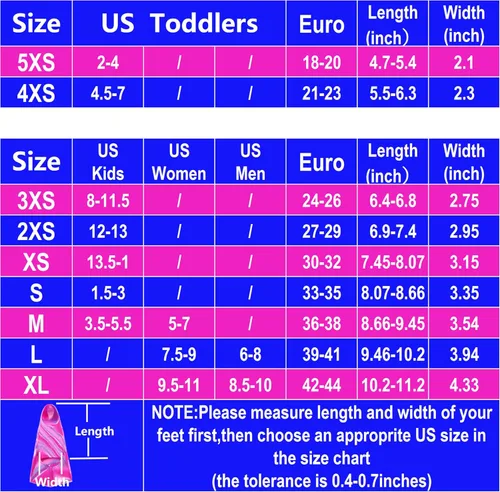 Miniatura 42 de Gugmoy Kids Swim Fins,Comfortable Silicone Flippers for Swimming and Diving,Size Suitable Beginners Kids Girls Boys Adults
