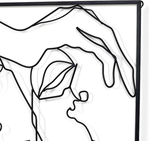 Miniatura 6 de Asense Arte de pared de metal para decoración de manos y líneas faciales, esculturas abstractas y modernas para colgar en la pared del hogar