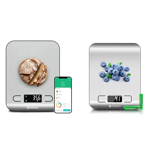 Etekcity Báscula de cocina para alimentos, grande, escala de nutrición, acero inoxidable 304 con aplicación Bluetooth y escala digital mediana de