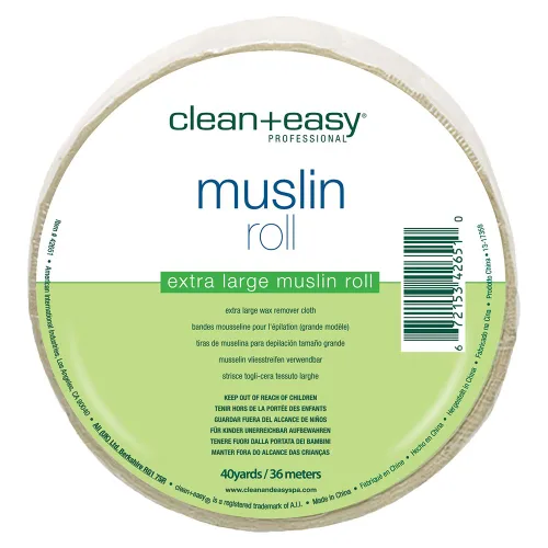 Clean + Easy Rollo de cera de muselina para depilación, 3.5 pulgadas x 40 yardas