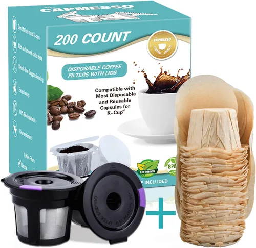 Miniatura 8 de CAPMESSO Filtros de papel desechables para café Reemplazo de filtros de café Kerig Filtros de café compatibles con cápsulas reutilizables de una