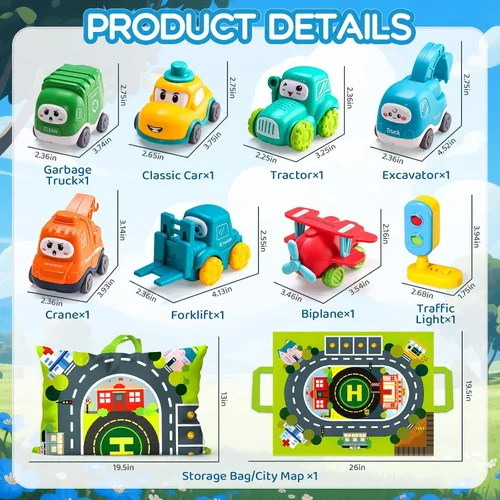 Miniatura 2 de ALASOU 8 unidades de grúas de bebé para niños de 1 año con tapete de juego/bolsa de almacenamiento, regalo de primer cumpleaños para niños pequeños