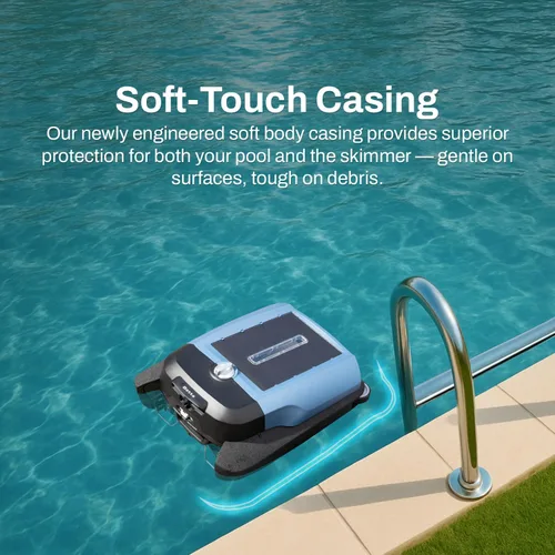 Miniatura 7 de Betta Skimmer robótico flexible para piscinas con energía solar, inalámbrico con modos de limpieza duales, protección de piscina suave al tacto. Azul