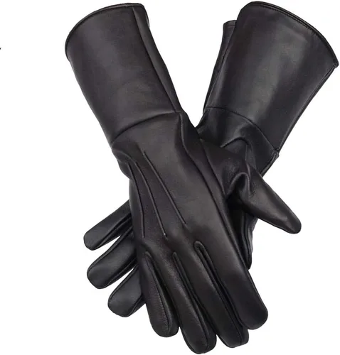 Guantelete medieval renacentista para hombre sin forro de cuero genuino guantes de artilleríacaballeríainfantero largo brazo