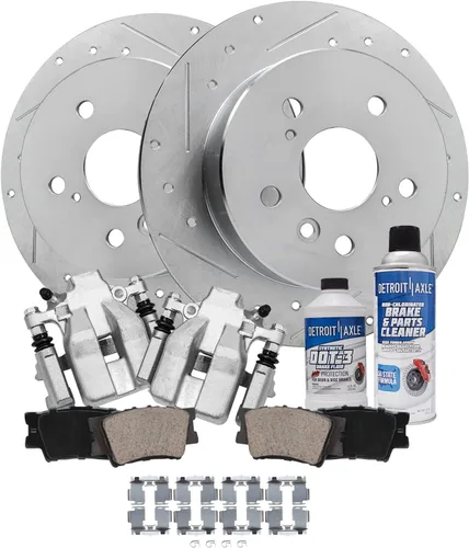 Miniatura 23 de Detroit Axle - 4 rotores de freno para Chevrolet Cruze Volt Orlando Verano, rotores de freno de disco perforados y ranurados de repuesto : rotor