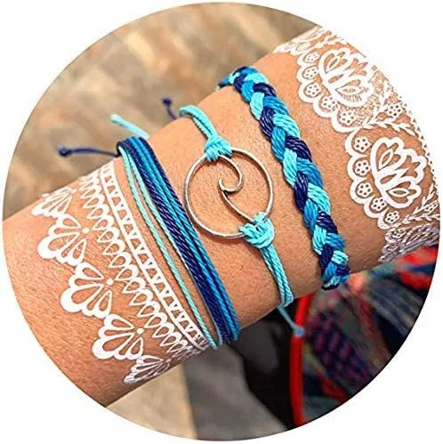 Miniatura 2 de Pulsera envolvente de cuero turquesa, pulseras de cuentas en capas para mujer, pulseras de plumas multicapa, pulsera bohemia occidental para mujer