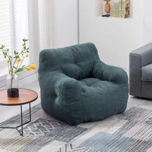 Miniatura 13 de anwickjeff Sillones puf, puf de relleno suave copetudo con relleno, sofá perezoso esponjoso, tumbona imperial gigante para dormitorio, sala de estar