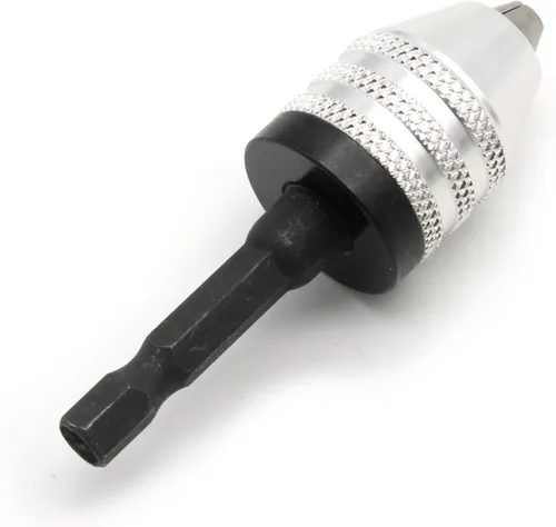 Miniatura 3 de TMAX Adaptador de mandril sin llave de plata vástago hexagonal de 1/4 pulgadas a broca convencional o microtamaño 1/32 pulgadas a 1/4 pulgadas