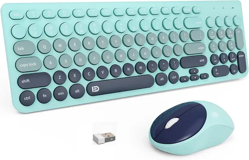 Miniatura 11 de FD Combo de Teclado y Mouse Inalámbricos - USB Inalámbrico de 2.4GHz, Lindo Teclado Inalámbrico con Teclas Redondas, Conjunto Silencioso y Delgado