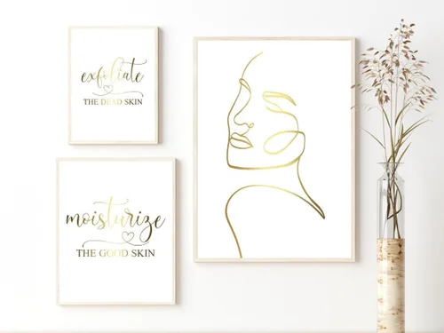 Miniatura 7 de NATVVA 3 piezas de impresiones artísticas de pared con texto en inglés "Invest In Your Body Get Sculpted", pósteres dorados para esculpir el cuerpo