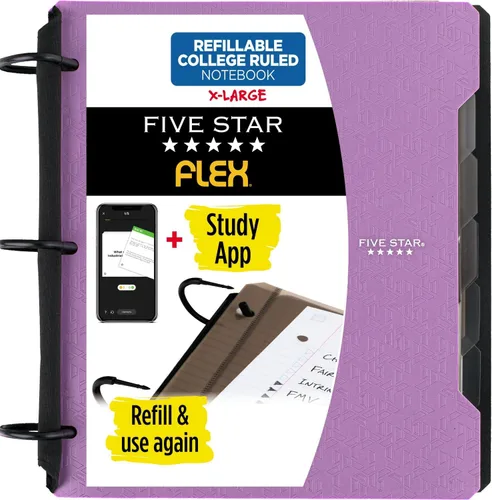 Miniatura 12 de Five Star Flex - Cuaderno recargable + aplicación de estudio, papel rayado universitario y carpeta de anillos TechLock de 1-1/2 pulgadas
