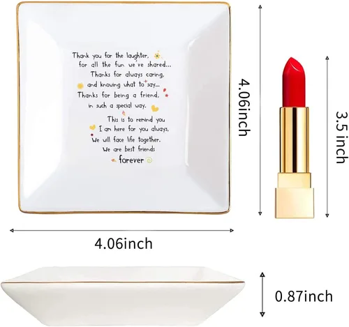 Miniatura 6 de Regalos de amistad para mujeres, Navidad, cumpleaños, grandes mejores mejores mejores amigas, joyería divertida, plato de anillo lindo sentimental