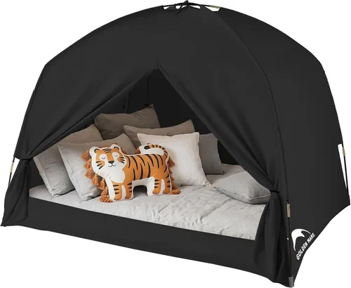 Tiendas de cama para niños y adultos, portátil, 100% transpirable y 93% opaca, tienda de campaña de ensueño para niños pequeños, 3 puertas, gran