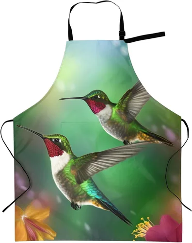 Miniatura 33 de Delantal ajustable de salpicaduras de pintura colorida con 2 bolsillos, para asar a la parrilla, Bandera estadounidense