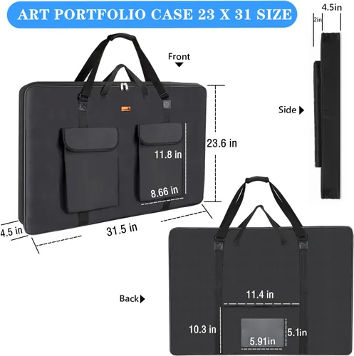 Miniatura 2 de TreochtFUN Portafolio de arte de 23 x 31 pulgadas – Carpeta A2 resistente para obras de arte con correa para el hombro, bolsa de suministros de arte