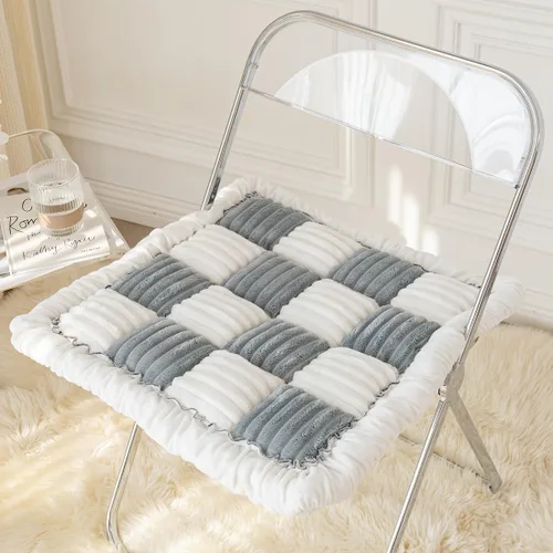 Miniatura 9 de vctops Farmhouse Buffalo - Cojín antideslizante para silla de cocina y comedor con lazos, cojín antideslizante de franela de felpa suave y mullida