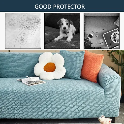 Miniatura 7 de Funda de sofá de alta elasticidad, protector de muebles a prueba de polvo para sofá de 1, 2, 3, 4 plazas, funda antideslizante con correa elástica