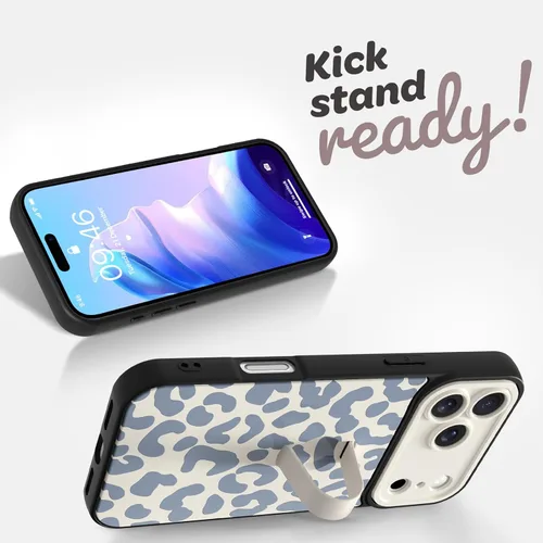 Miniatura 4 de Funda compatible con iPhone 17 Pro Max con correa de mano para los dedos, funda de teléfono con estampado de leopardo y guepardo para mujeres
