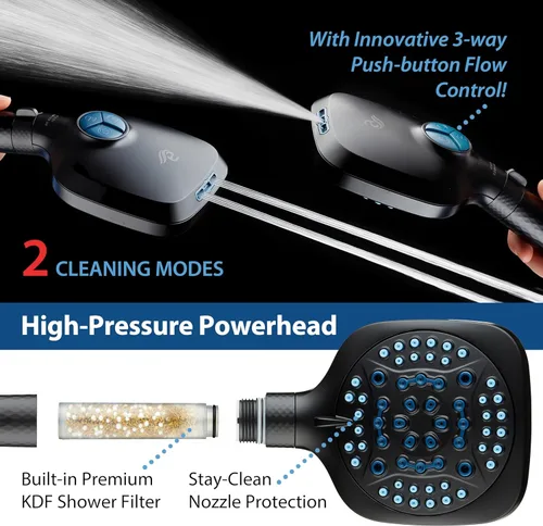Miniatura 5 de AquaCare - Cabezal de ducha filtrado de alta presión 4X de 10 modos de pulverización, cabezal de ducha de mano que filtra cloro para curar la piel