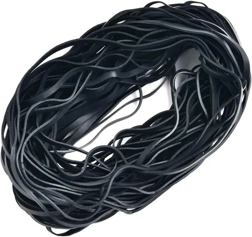 Miniatura 5 de AMUU Bandas de goma grandes negras, paquete de 50 bandas de goma de 8 pulgadas para botes de basura, bandas elásticas para suministros de oficina