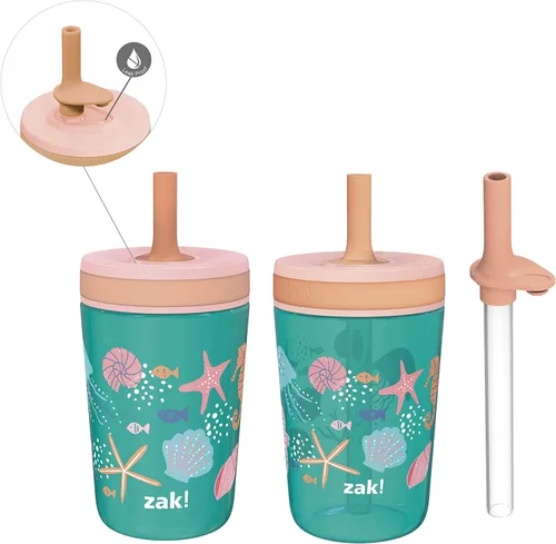 Miniatura 19 de Zak Designs Baby Shark Kelso - Juego de vasos con tapa de rosca a prueba de fugas con pajilla, paquete para niños, incluye vasos de plástico y acero