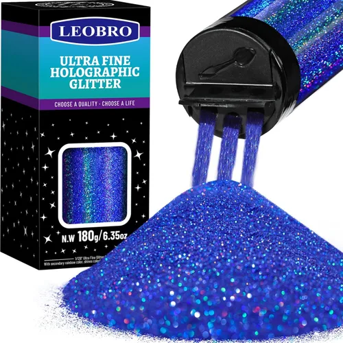Miniatura 24 de Leobro - Purpurina dorada, 180g/6.35oz de purpurina fina holográfica dorada para resina, manualidades, vasos, uñas, cuerpo, decoraciones de fiesta