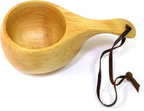 Miniatura 2 de Taza de madera hecha a mano de Kuksa antigua Laponia Finlandia No 015 para senderismo, camping, cocina, al aire libre