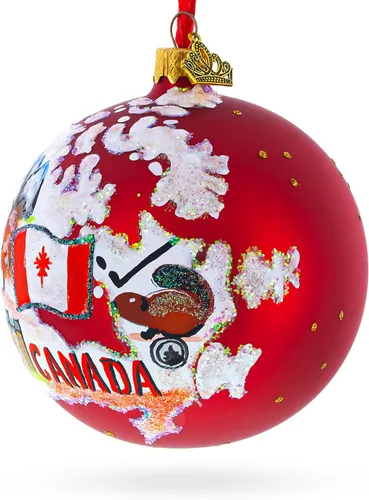 Miniatura 2 de Viaje a Canadá bola de cristal adorno de Navidad 4 pulgadas