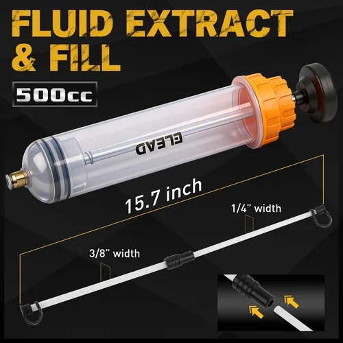 Miniatura 2 de ELEAD Bomba extractora de líquido de aceite de 500 cc, jeringa de aceite multiusos, extractor de jeringa fluida, transferencia de combustible al