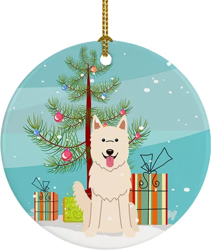 Miniatura 91 de Caroline's Treasures Adorno de cerámica para árbol de Navidad, Laika Spitz de Siberia Occidental, decoración colgante para árbol de Navidad