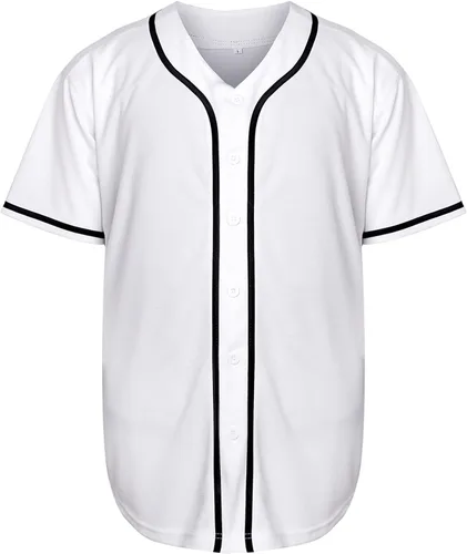 Miniatura 2 de Jersey de béisbol hipster liso en blanco con botones y uniformes deportivos para hombres y mujeres