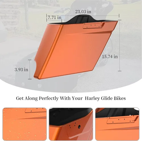 Miniatura 2 de Alforjas extendidas para Harley Touring Street Glide, Electra Glide, Road Glide 2014-2023 (whisky ámbar)