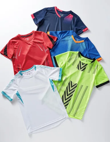 Miniatura 2 de Paquete de 5 camisetas deportivas para niños, camisetas de ajuste seco para niños, camisetas de manga corta, ropa deportiva a granel
