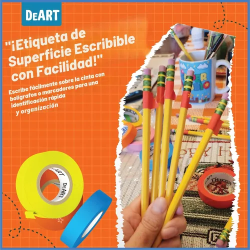 Miniatura 6 de DEART Cinta adhesiva de colores para pintores, 12 o 8 unidades, 1 pulgada o 0.6 pulgadas, suministros de arte para niños, codificación, pizarra