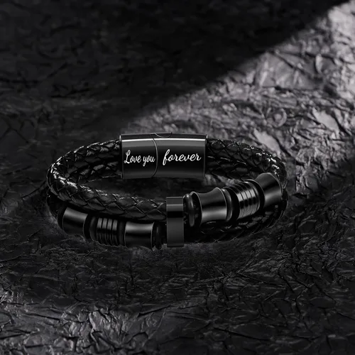 Miniatura 4 de Cierre de acero inoxidable trenzado para hombres, papá, marido, novio, hijo, hermano, hermano, grabado con Love You Forever, joyería para el día