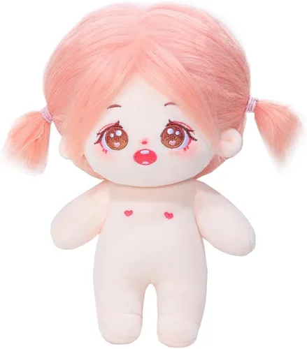 Miniatura 21 de niannyyhouse Muñeca de felpa de 7.9 in de pelo largo para niña, cuerpo de peluche humanoide sin atributo, 8 pulgadas, cuerpo normal, ropa de vestir