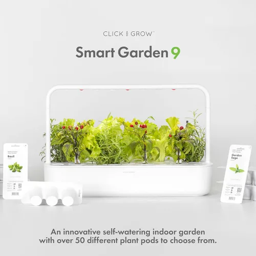 Miniatura 5 de Click and Grow Smart Garden 9 - Jardín para interiores (incluye 3 macetas de mini tomates, 3 de albahaca y 3 de lechuga verde), color gris