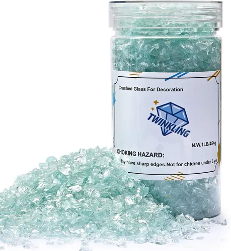 Miniatura 11 de TWINKLING Grava de vidrio de alto brillo con destellos, vidrio roto, chips de gemas de fuego, vidrio triturado para chimenea, manualidades