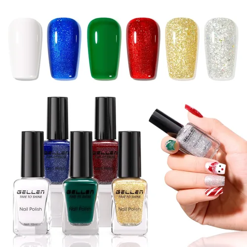 Miniatura 18 de GELLEN Juego de Esmalte de Uñas en 4 Colores Negro, Blanco, Gris & Base y Capa Superior, Esmalte de Uñas de Tendencia Otoño/Invierno Negro, Blanco
