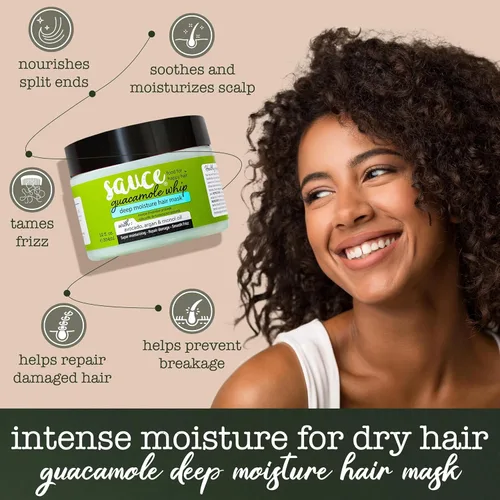 Miniatura 2 de SAUCE BEAUTY Guacamole Whip Hair Mask - Mascarilla capilar de acondicionamiento profundo para todo tipo de cabello con aguacate, miel y aceite