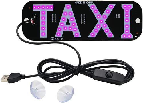 Miniatura 9 de YSY 1 juego de decoración de letrero LED de taxi, nuevo modelo de taxi con gancho intermitente de taxi intercambiable por USB en la ventana del Verde