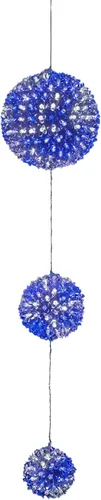 Miniatura 12 de Alpine Corporation Adorno colgante de metal plegable para interiores y exteriores de 16 pulgadas de alto, con luces LED blancas cálidas, decoración