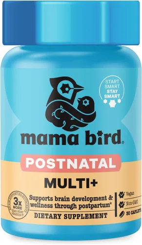 Best Nest Wellness - Mama Bird Postnatal -Vitamina posnatal, una vez al día, hecha con alimentos enteros, mezcla orgánica, L-metilfolato (ácido