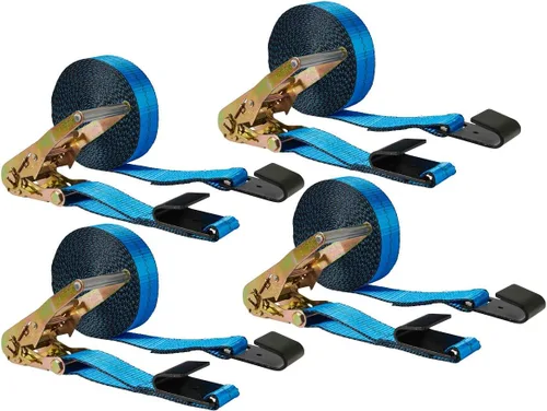 Miniatura 20 de Mytee Products Correas de amarre de trinquete con ganchos planos, 2 pulgadas x 20 pies amarillos 10,000 libras de resistencia a la rotura